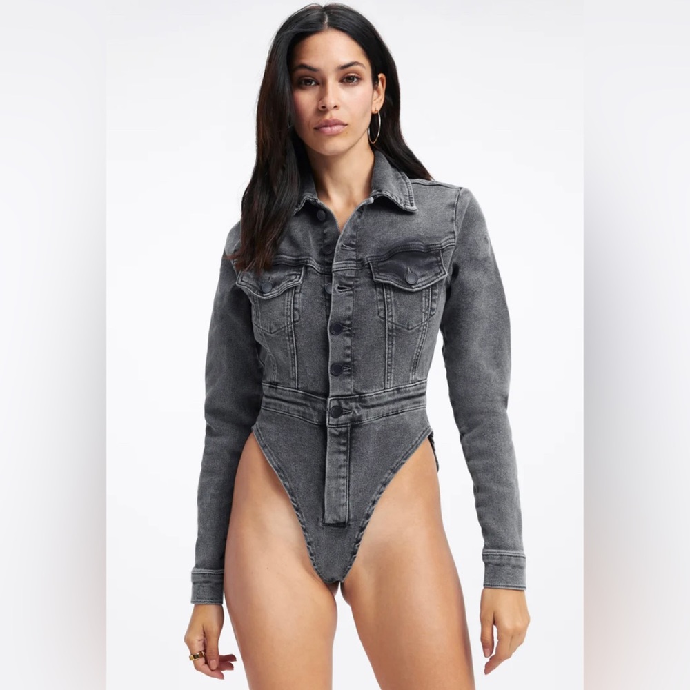 GOOD AMERICAN Denim Bodysuit size L NWT